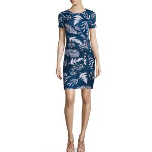 Diane von Furstenberg Zoe Snake Leaves Silk Dress, Indigo
